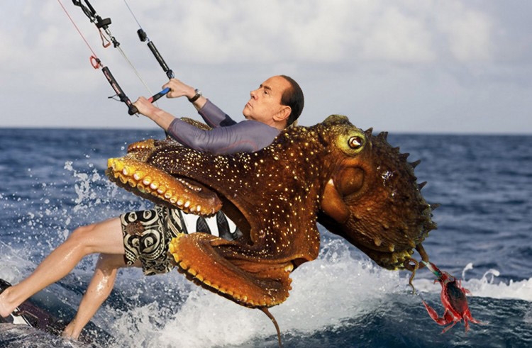 Berlusconi torna in pista, ma non atterra, spicca il volo con l’aquilone