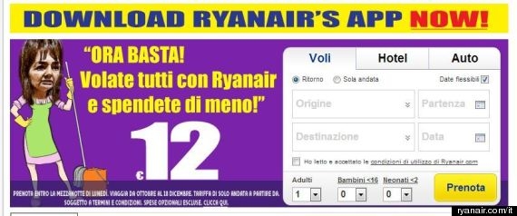 La Ryanair prende in giro Renata Polverini: “Ora basta volate tutti a 12 euro”