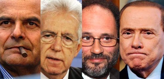 Elezioni. I quattro dell’Apocalisse, Bersani, Monti, Ingroia, Berlusconi