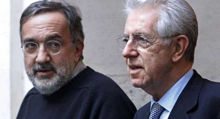 Monti e Marchionne aprono la campagna elettorale. Inaudito attacco a  Cgil e Fiom