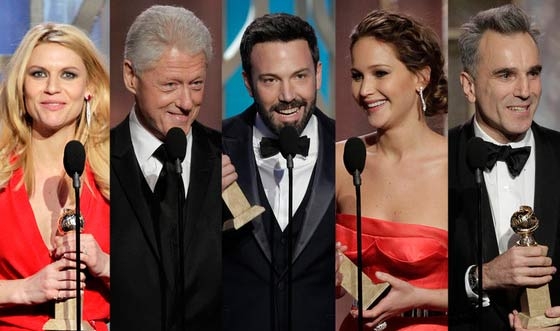 Golden Globe.  Argo batte Lincoln presentato da Bill Clinton