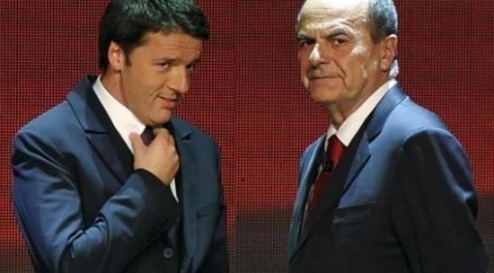 Renzi e Bersani  dal palco di Palermo. LA DIRETTA STREAMING