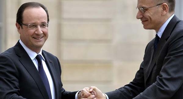 Letta incontra Hollande. Meno pressione fiscale, più capacità di consumo e più lavoro