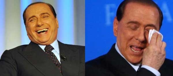 Berlusconi, il pregiudicato che piange e ride