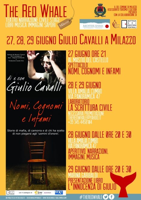 Teatro. A Milazzo The Red Whale con Giulio Cavalli