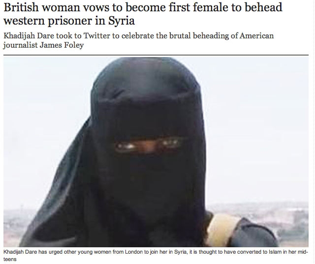 Jidhaista inglese su Twitter: “Sarò la prima donna a decapitare un ostaggio”
