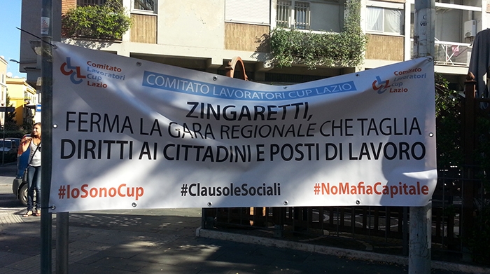 Lavoro. Protesta lavoratori Cup sotto la Regione Lazio
