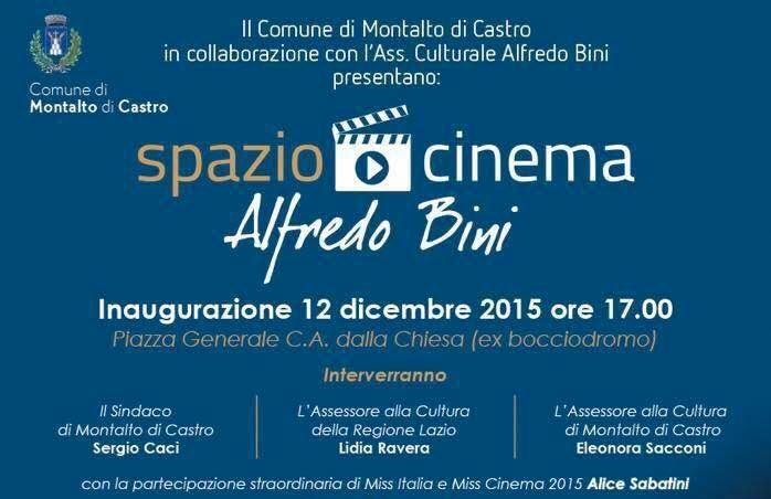 “Spazio Cinema Alfredo Bini”. Oggi a Montalto l’inaugurazione del polo