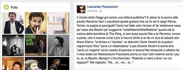 Pieraccioni dal suo profilo Facebook scrive a Renzi