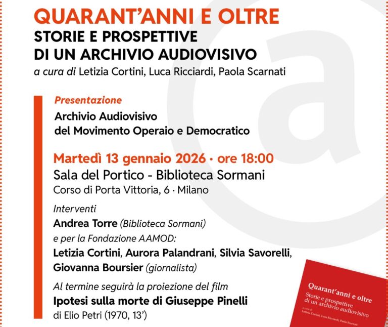 I 40 anni dell’Archivio AAMOD: presentazione del volume a Milano e Torino