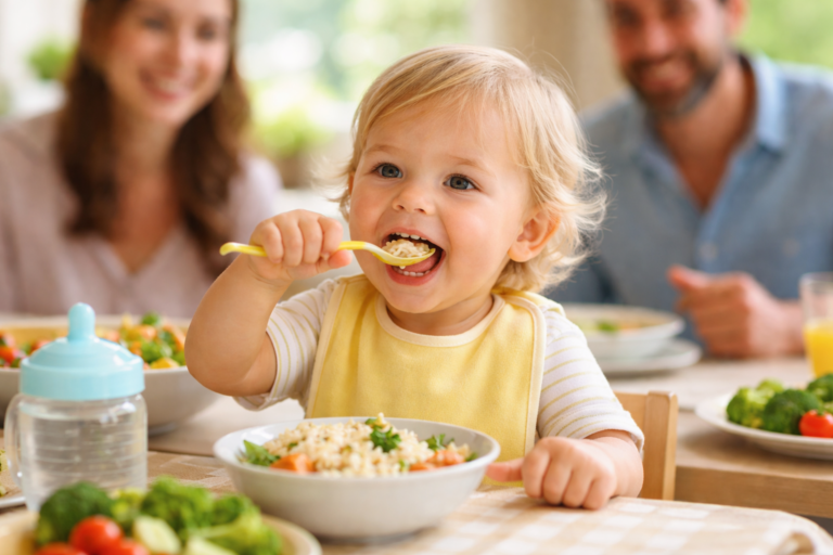Bambini a tavola: mangiare senza aiuto contribuisce allo sviluppo del linguaggio
